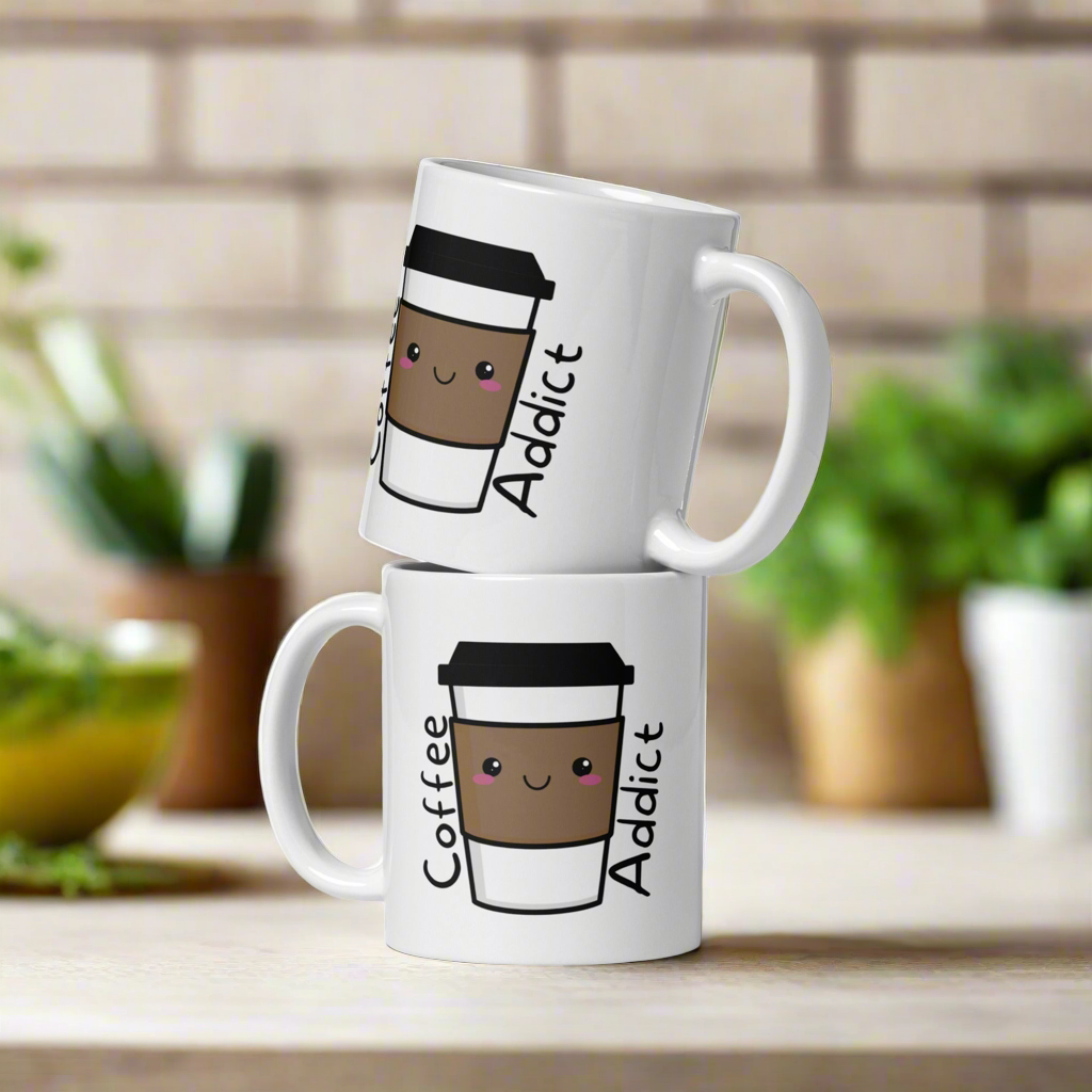 Coffee Addict White glossy mug