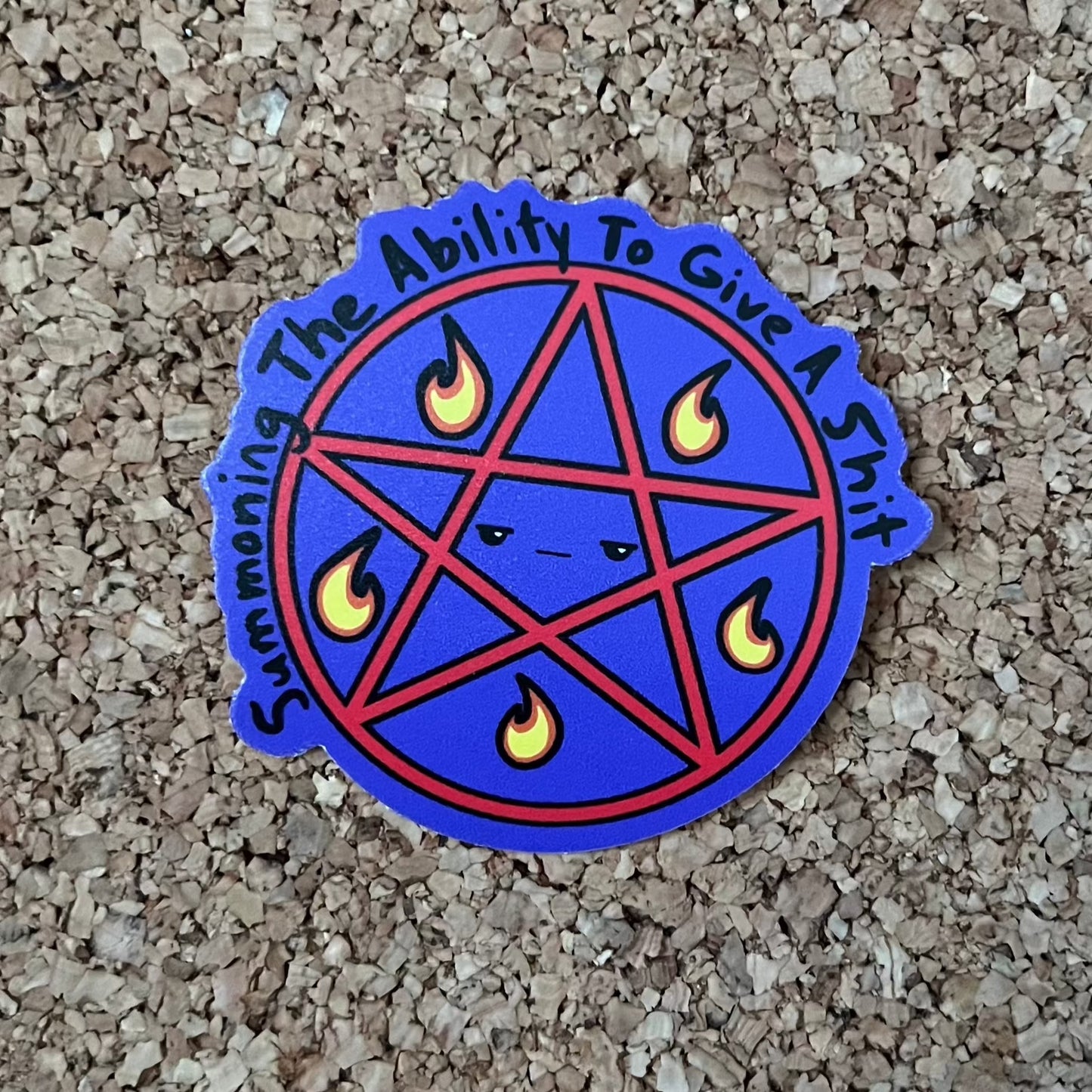 Summoning The Ability To Give A Shit Funny Occult Pentagram Sticker