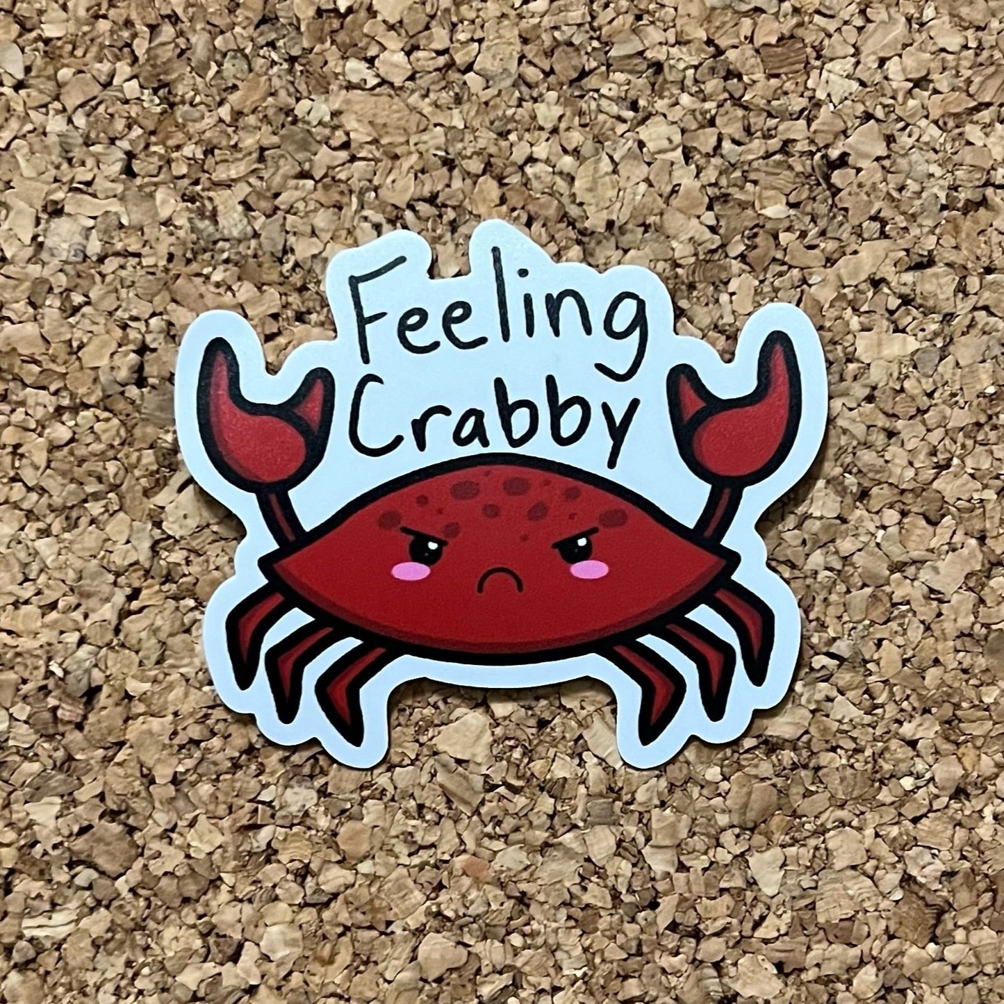 Kawaii Crab Feeling Crabby Sticker