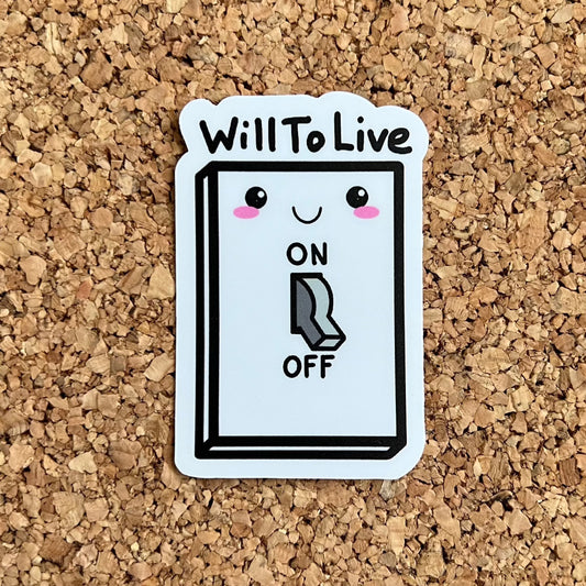 Will To Live Funny Kawaii Light Switch Sticker