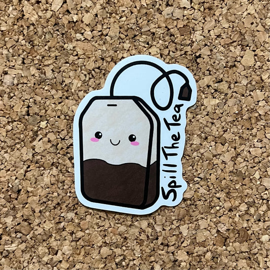 Kawaii Tea Bag Spill The Tea Sticker