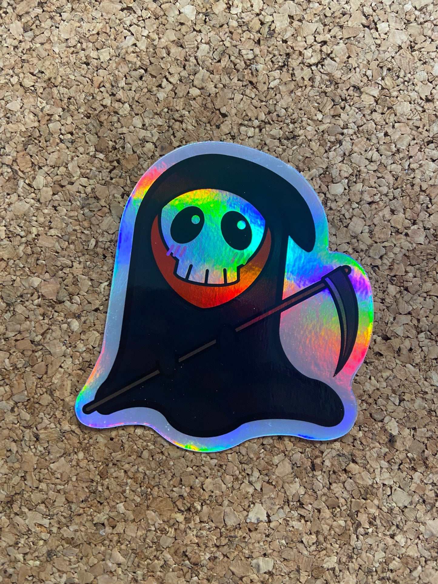 Kawaii Grim Reaper Holographic Sticker