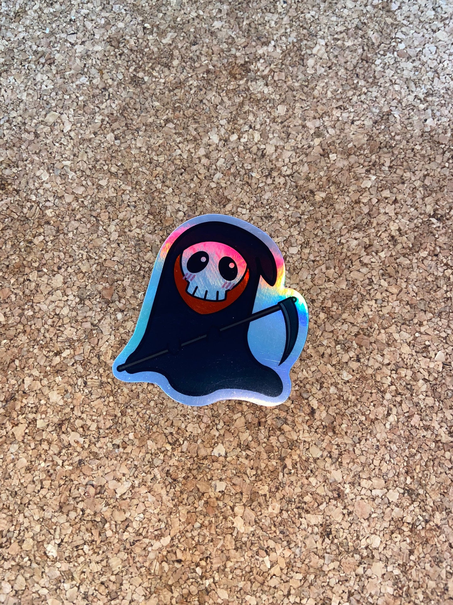 Kawaii Grim Reaper Holographic Sticker