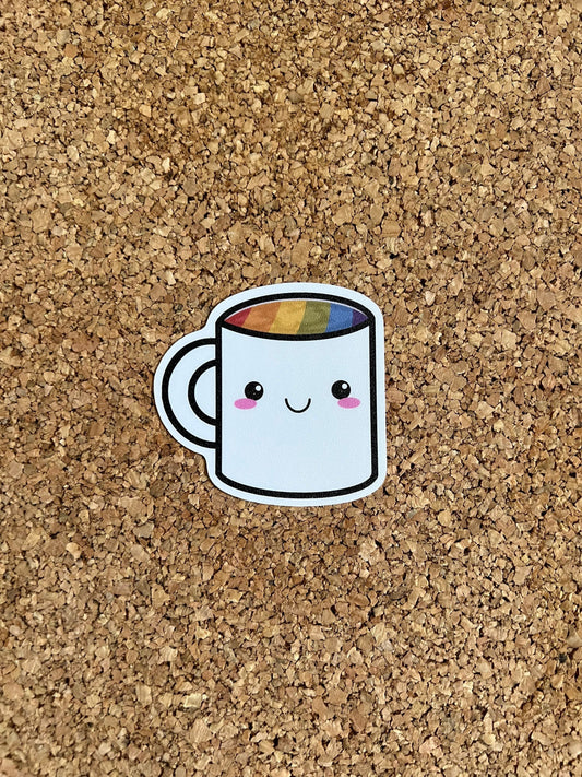 Kawaii Gay Pride Coffee Mug Sticker