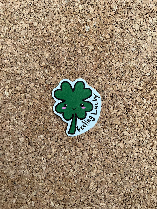 Kawaii four leaf clover feeling lucky St Patricks sticker